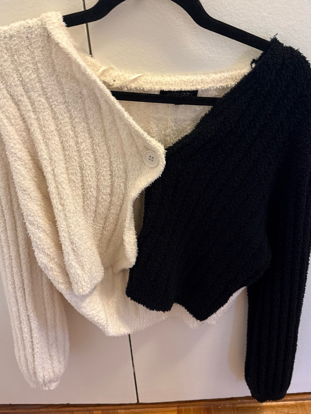 Papermoon Black and Cream Two-Tone Button Cardigan